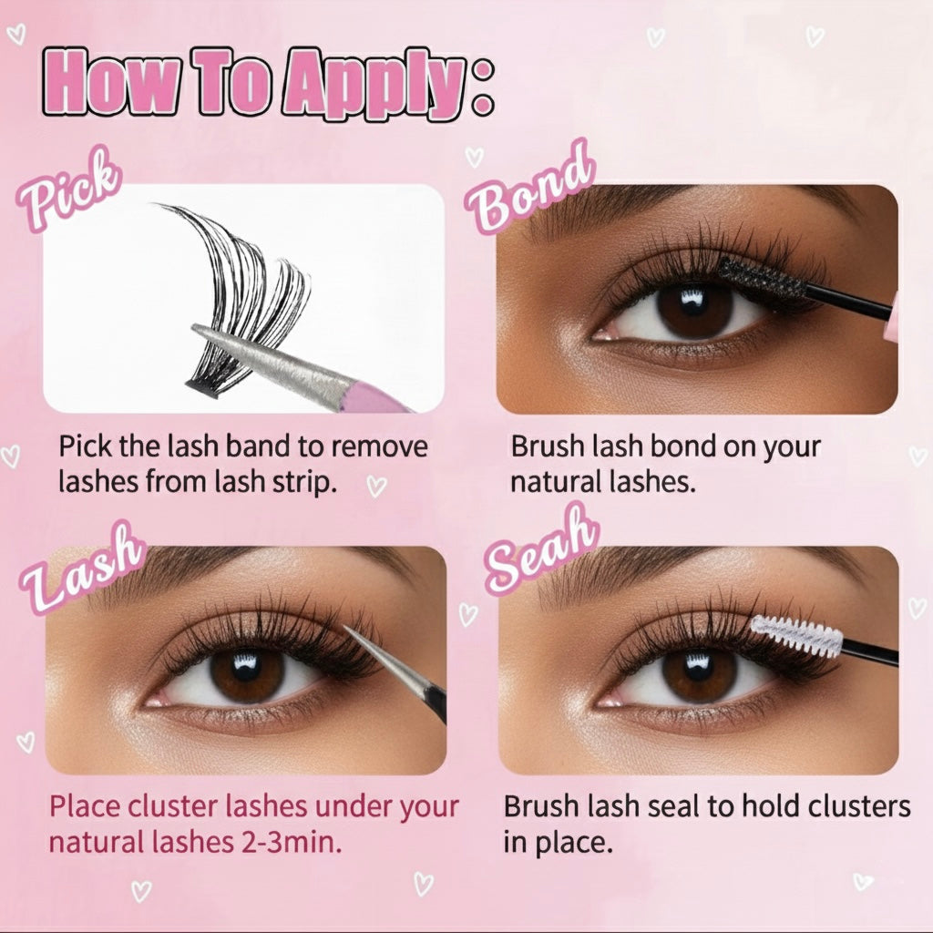 12-Row Cluster Lash Set – 150 Segmented Lashes