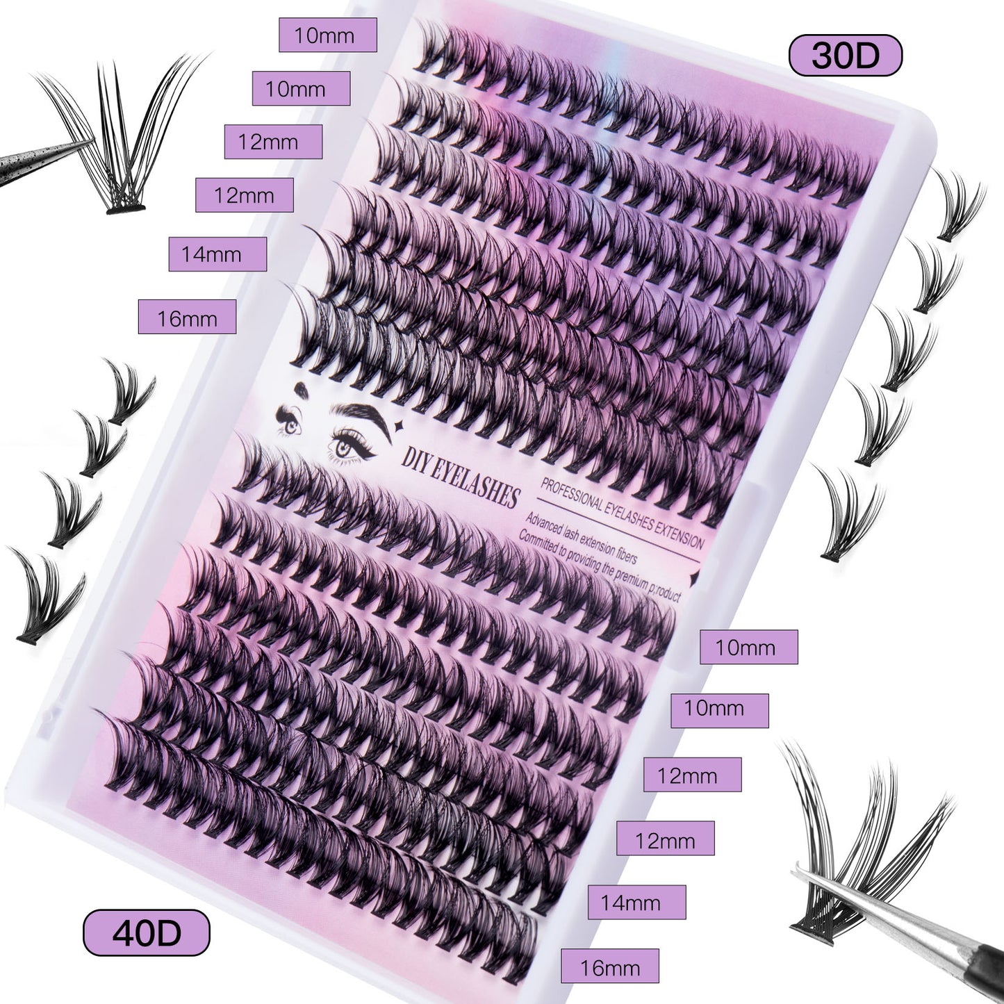 30D & 40D Volume Cluster Lashes – 240 Segments