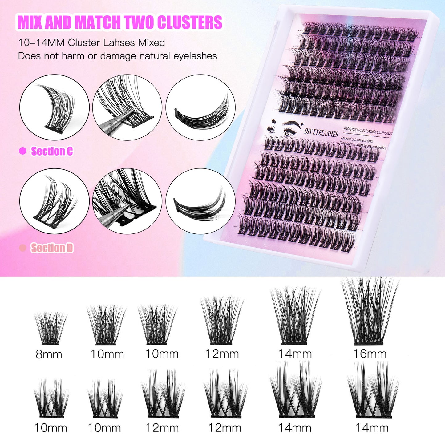 12-Row Cluster Lash Set – 150 Segmented Lashes