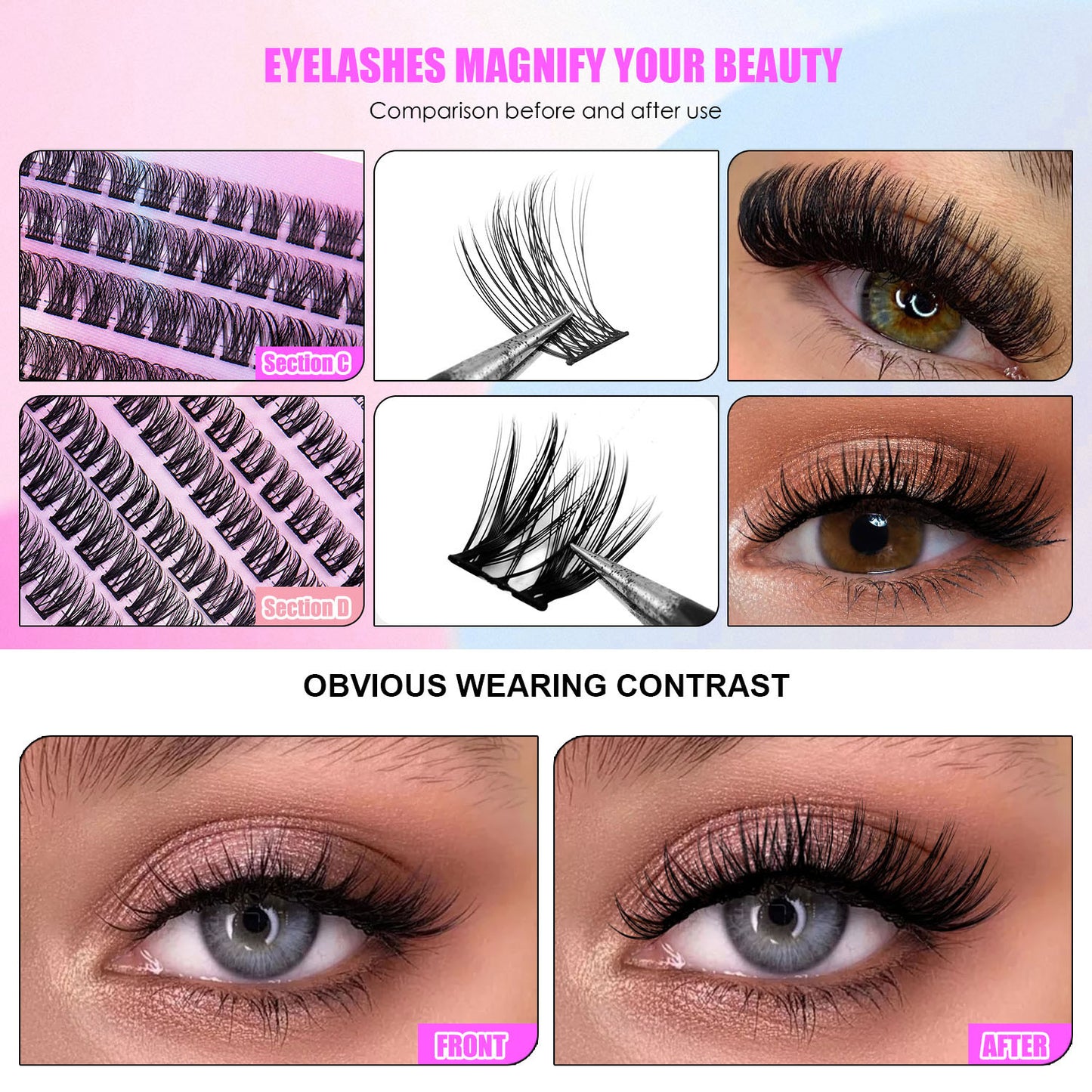 12-Row Cluster Lash Set – 150 Segmented Lashes