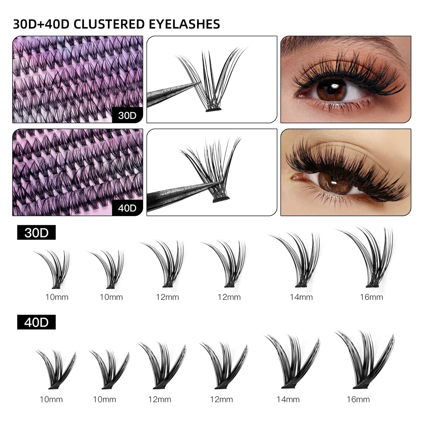 30D & 40D Volume Cluster Lashes – 240 Segments